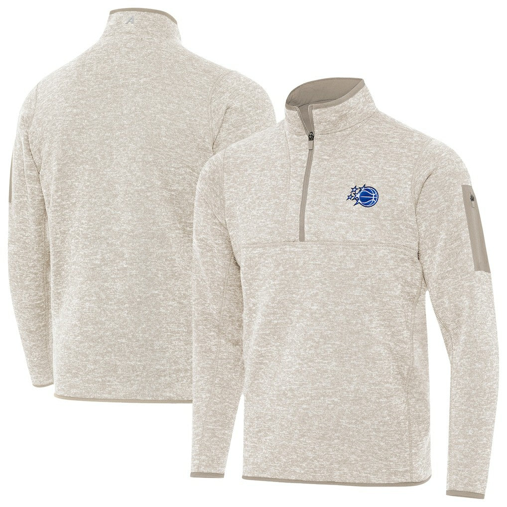 Oatmeal Orlando Magic Antigua New Logo Fortune Quarter-Zip Pullover Jacket | NBA