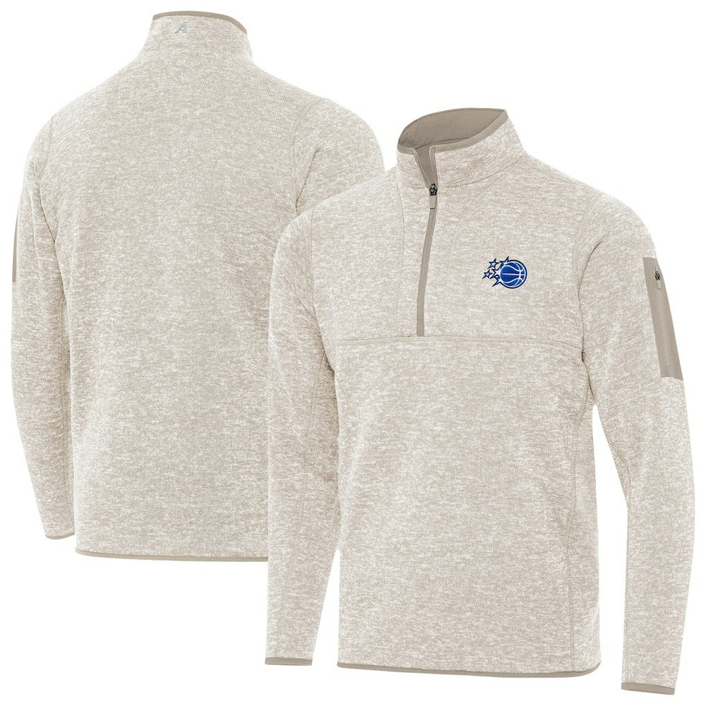 Oatmeal Orlando Magic Antigua New Logo Fortune Quarter-Zip Pullover Jacket | NBA