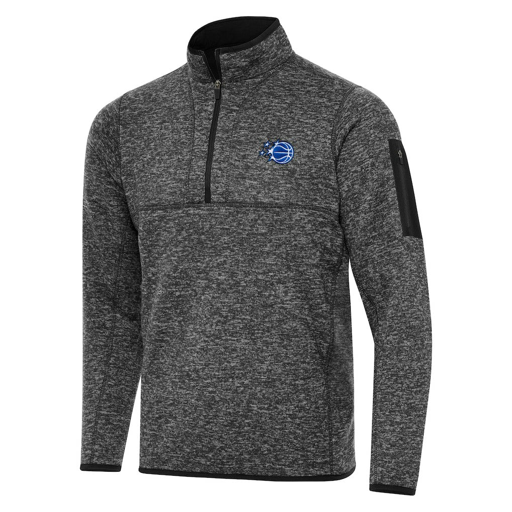 Heather Black Orlando Magic Antigua New Logo Fortune Quarter-Zip Pullover Jacket | NBA
