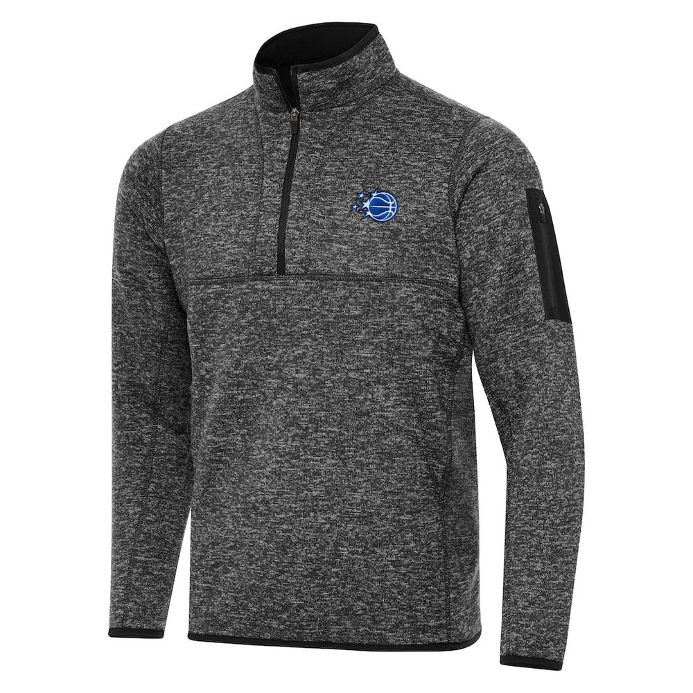 Heather Black Orlando Magic Antigua New Logo Fortune Quarter-Zip Pullover Jacket | NBA