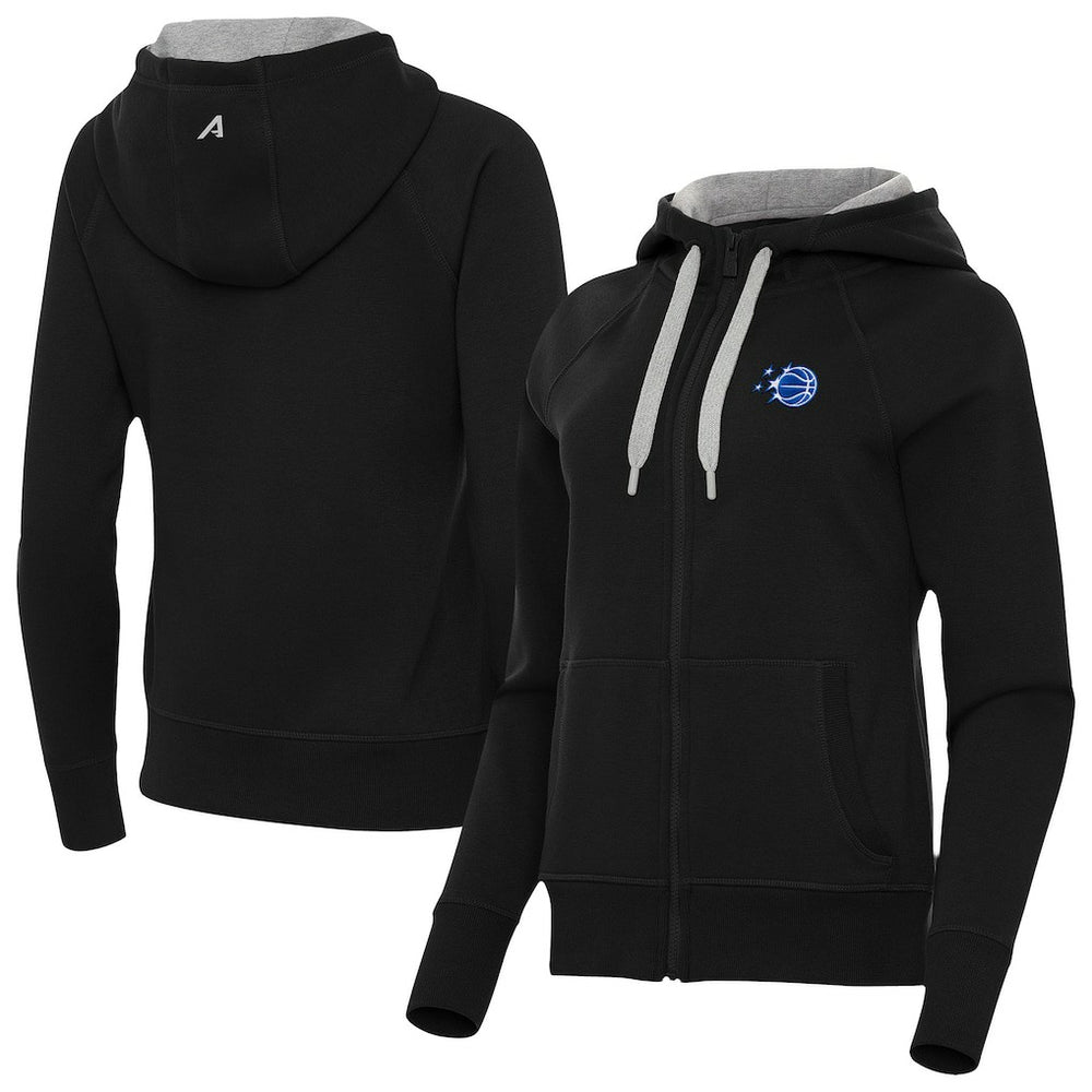 Black Orlando Magic Antigua Women's New Logo Victory Full-Zip Hooded Sweatshirt | NBA