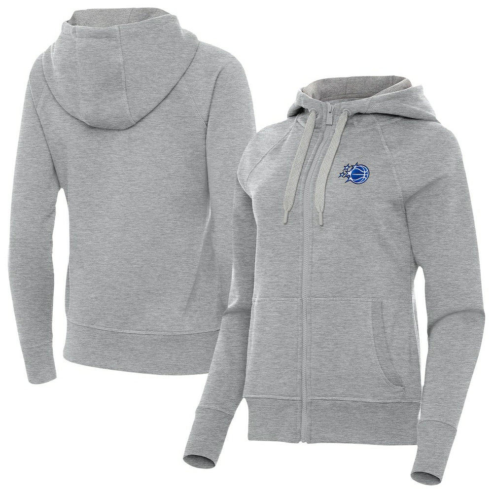 Heather Gray Orlando Magic Antigua Women's New Logo Victory Full-Zip Hooded Sweatshirt | NBA