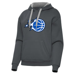 Charcoal Orlando Magic Antigua Women's New Logo Victory Pullover Hoodie | NBA