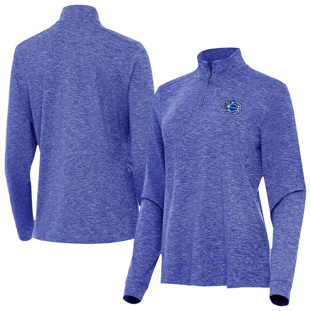 Heather Royal Orlando Magic Antigua Women's New Logo Mentor Long Sleeve Quarter-Zip Mock Polo | NBA