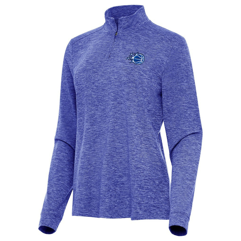 Heather Royal Orlando Magic Antigua Women's New Logo Mentor Long Sleeve Quarter-Zip Mock Polo | NBA