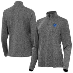 Heather Black Orlando Magic Antigua Women's New Logo Mentor Long Sleeve Quarter-Zip Mock Polo | NBA