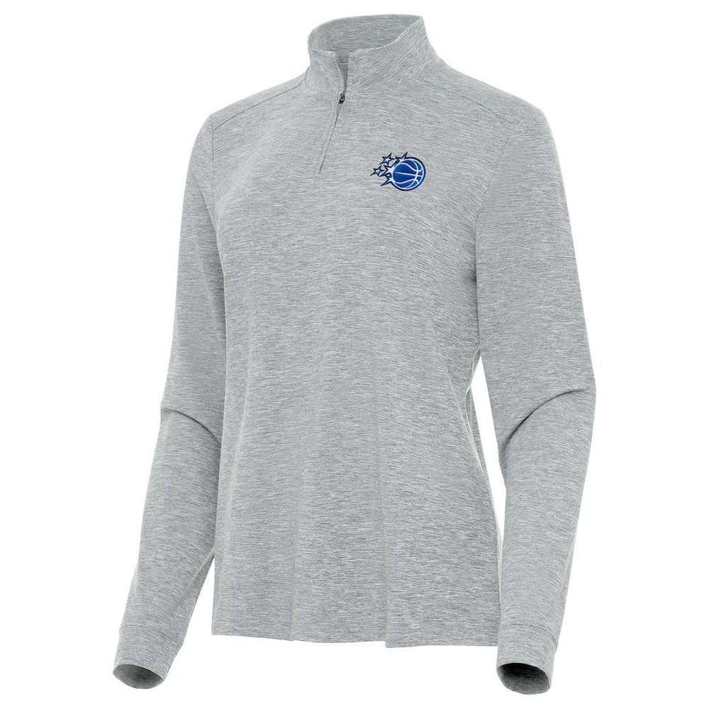 Heather Gray Orlando Magic Antigua Women's New Logo Mentor Long Sleeve Quarter-Zip Mock Polo | NBA