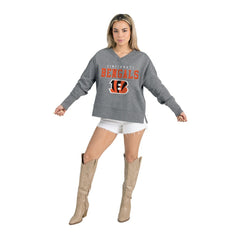 Cincinnati Bengals Gameday Couture Women's French Terry V-Neck Pullover Sweatshirt | NFL Outlet