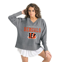 Cincinnati Bengals Gameday Couture Women's French Terry V-Neck Pullover Sweatshirt | NFL Outlet