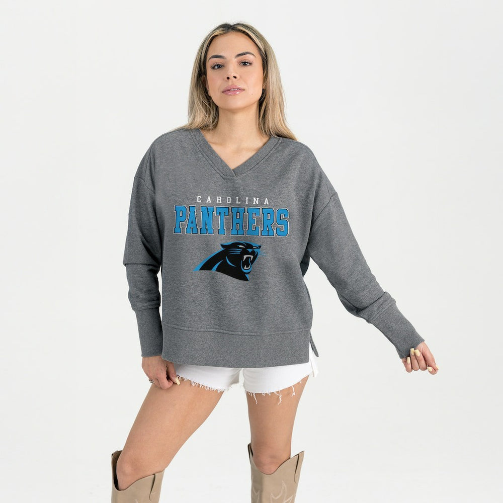 Carolina Panthers Gameday Couture Women's French Terry V-Neck Pullover Sweatshirt | NFL Sale