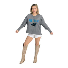 Carolina Panthers Gameday Couture Women's French Terry V-Neck Pullover Sweatshirt | NFL Sale