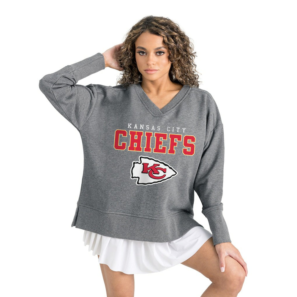 Kansas City Chiefs Gameday Couture Women's French Terry V-Neck Pullover Sweatshirt | NFL Outlet