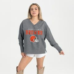 Cleveland Browns Gameday Couture Women's French Terry V-Neck Pullover Sweatshirt | NFL Discount