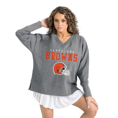 Cleveland Browns Gameday Couture Women's French Terry V-Neck Pullover Sweatshirt | NFL Discount