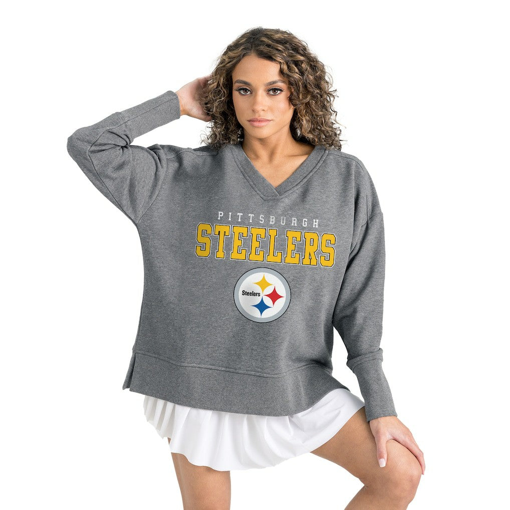 Pittsburgh Steelers Gameday Couture Women's French Terry V-Neck Pullover Sweatshirt | NFL Near me