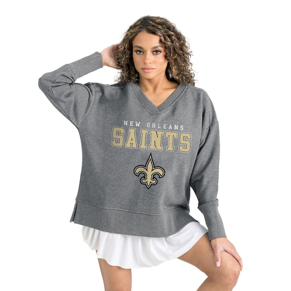 New Orleans Saints Gameday Couture Women's French Terry V-Neck Pullover Sweatshirt | NFL New