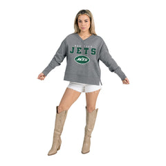 New York Jets Gameday Couture Women's French Terry V-Neck Pullover Sweatshirt | NFL Hot