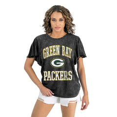 Green Bay Packers Gameday Couture Women's Relaxed Flutter Sleeve T-Shirt | NFL Outlet