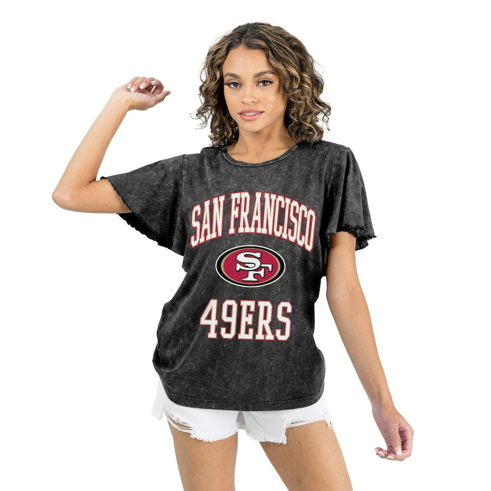 San Francisco 49ers Gameday Couture Women's Relaxed Flutter Sleeve T-Shirt | NFL Discount