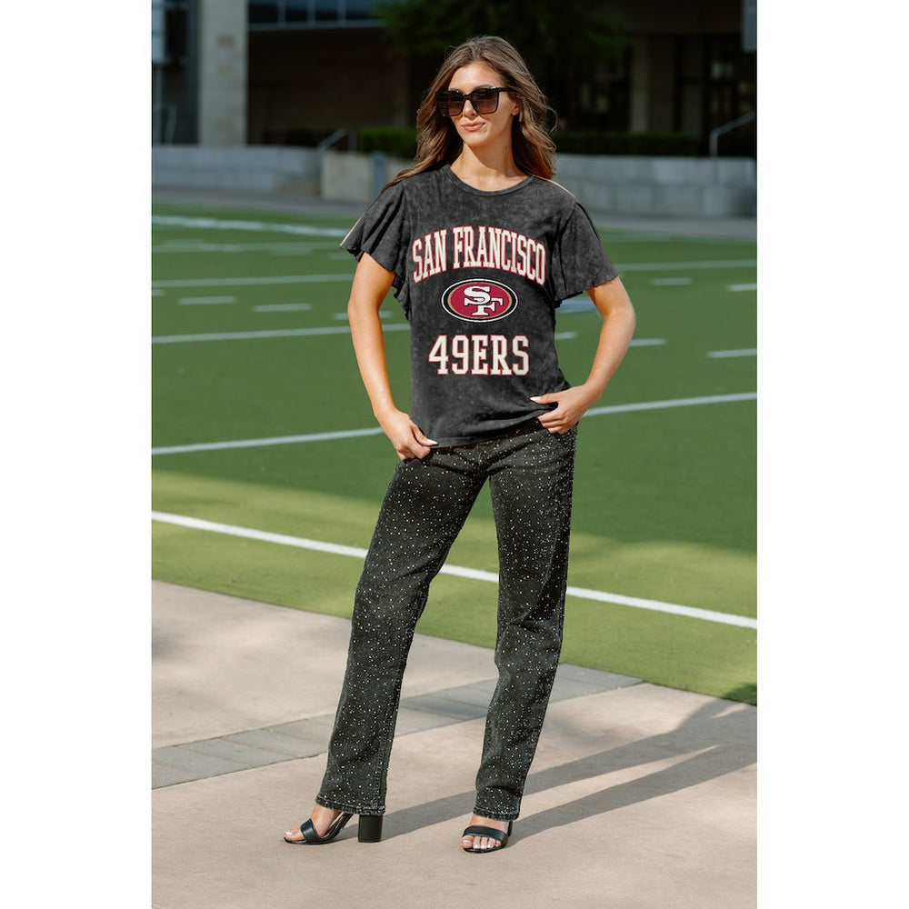San Francisco 49ers Gameday Couture Women's Relaxed Flutter Sleeve T-Shirt | NFL Discount