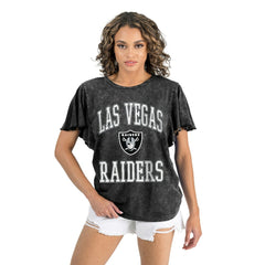 Las Vegas Raiders Gameday Couture Women's Relaxed Flutter Sleeve T-Shirt | NFL Outlet