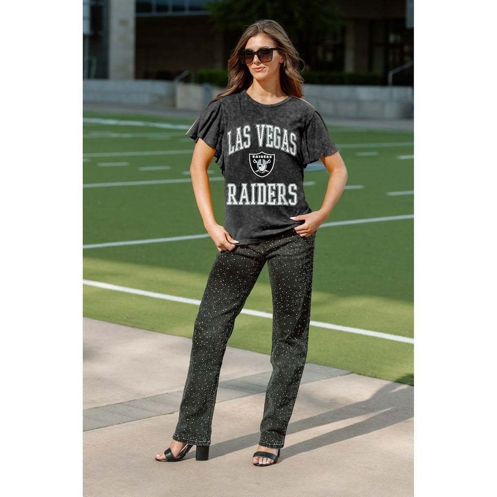 Las Vegas Raiders Gameday Couture Women's Relaxed Flutter Sleeve T-Shirt | NFL Outlet