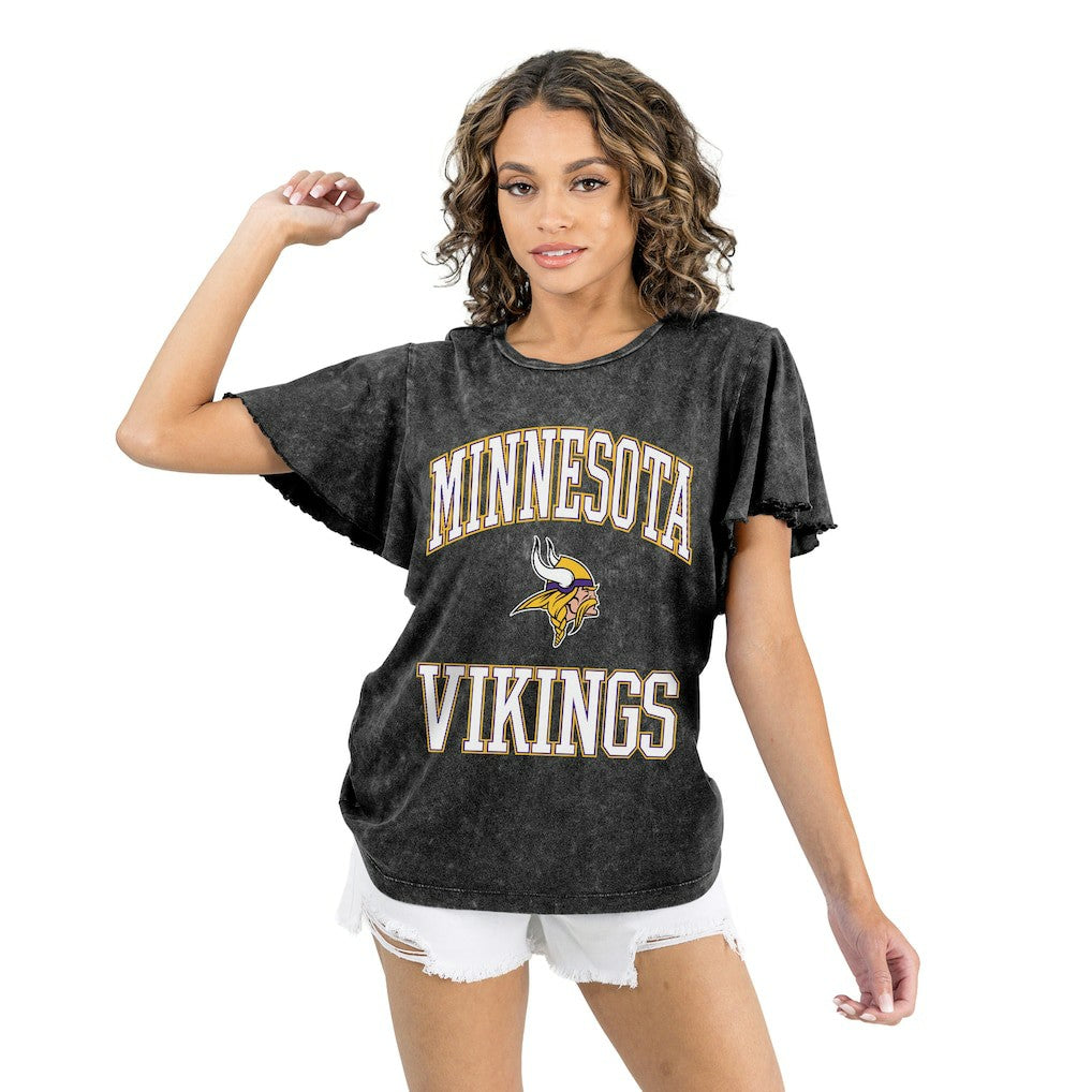 Minnesota Vikings Gameday Couture Women's Relaxed Flutter Sleeve T-Shirt | NFL Hot