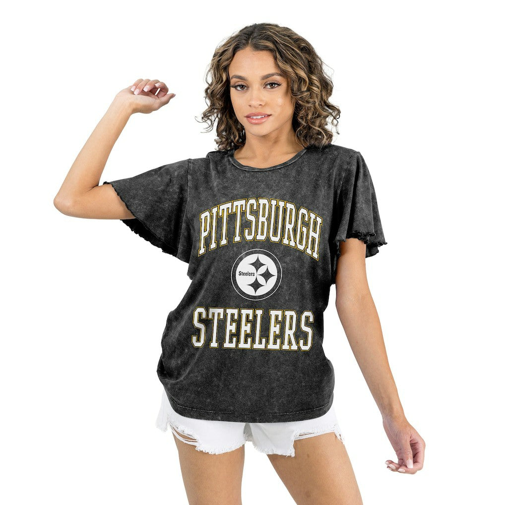 Pittsburgh Steelers Gameday Couture Women's Relaxed Flutter Sleeve T-Shirt | NFL Hot