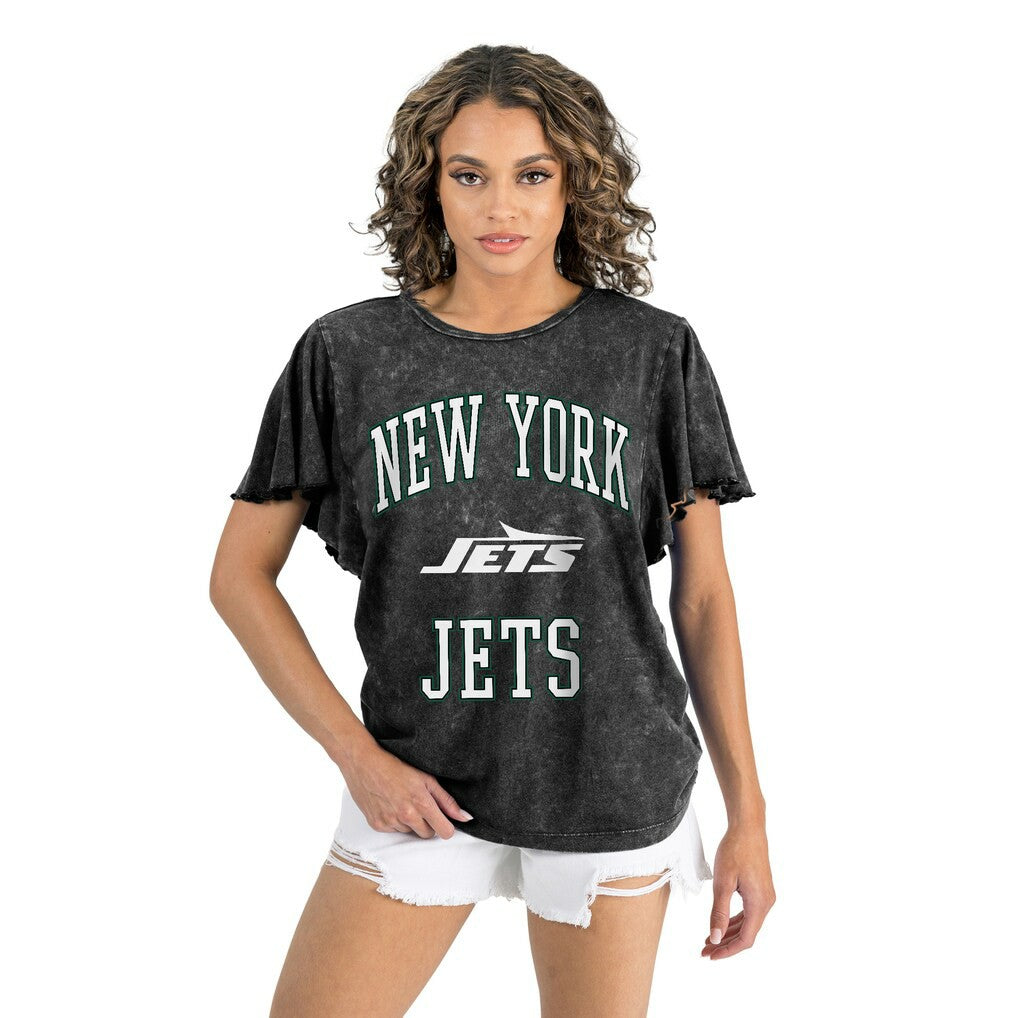 New York Jets Gameday Couture Women's Relaxed Flutter Sleeve T-Shirt | NFL Discount