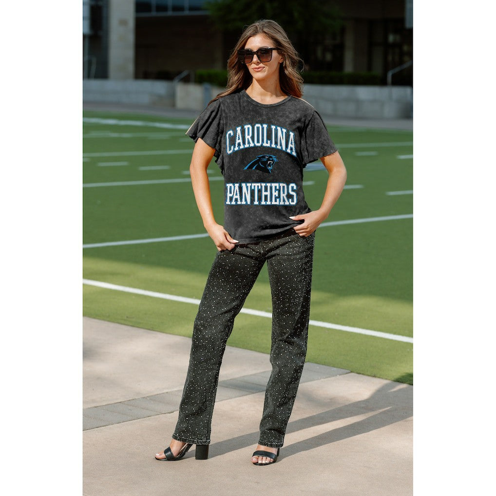 Carolina Panthers Gameday Couture Women's Relaxed Flutter Sleeve T-Shirt | NFL Online