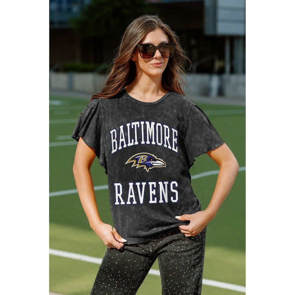 Baltimore Ravens Gameday Couture Women's Relaxed Flutter Sleeve T-Shirt | NFL New