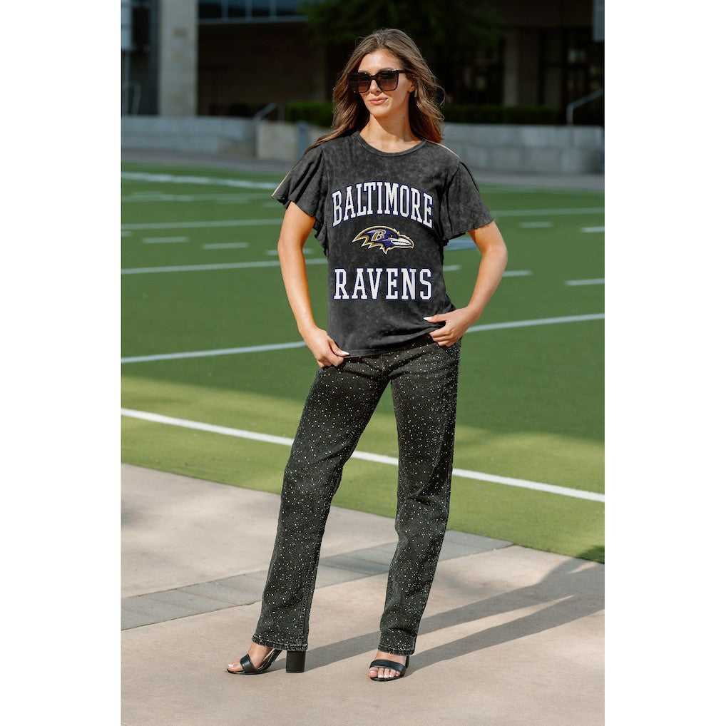 Baltimore Ravens Gameday Couture Women's Relaxed Flutter Sleeve T-Shirt | NFL New