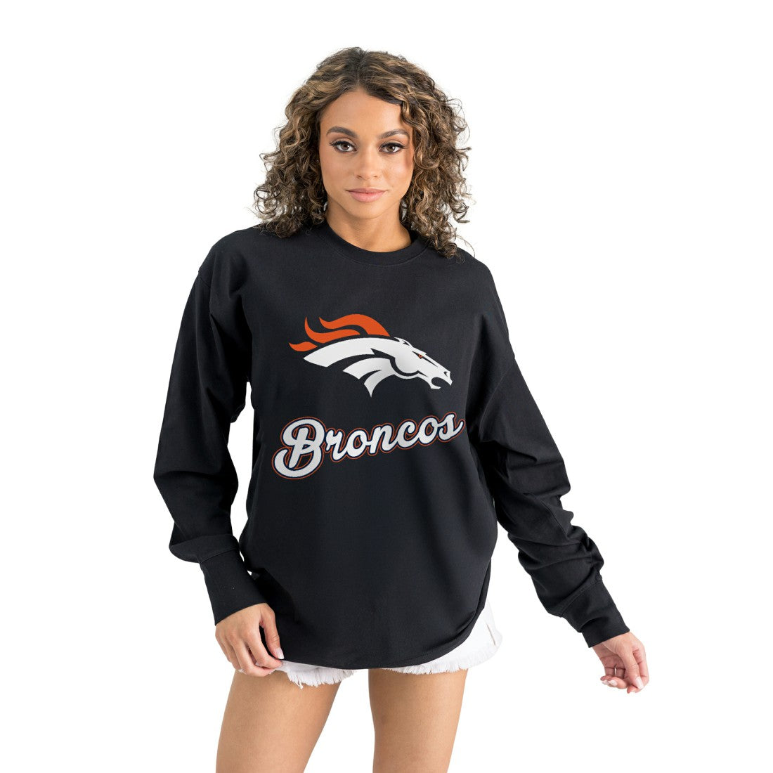 Denver Broncos Gameday Couture Women's Oversized Long Sleeve T-Shirt | NFL Discount