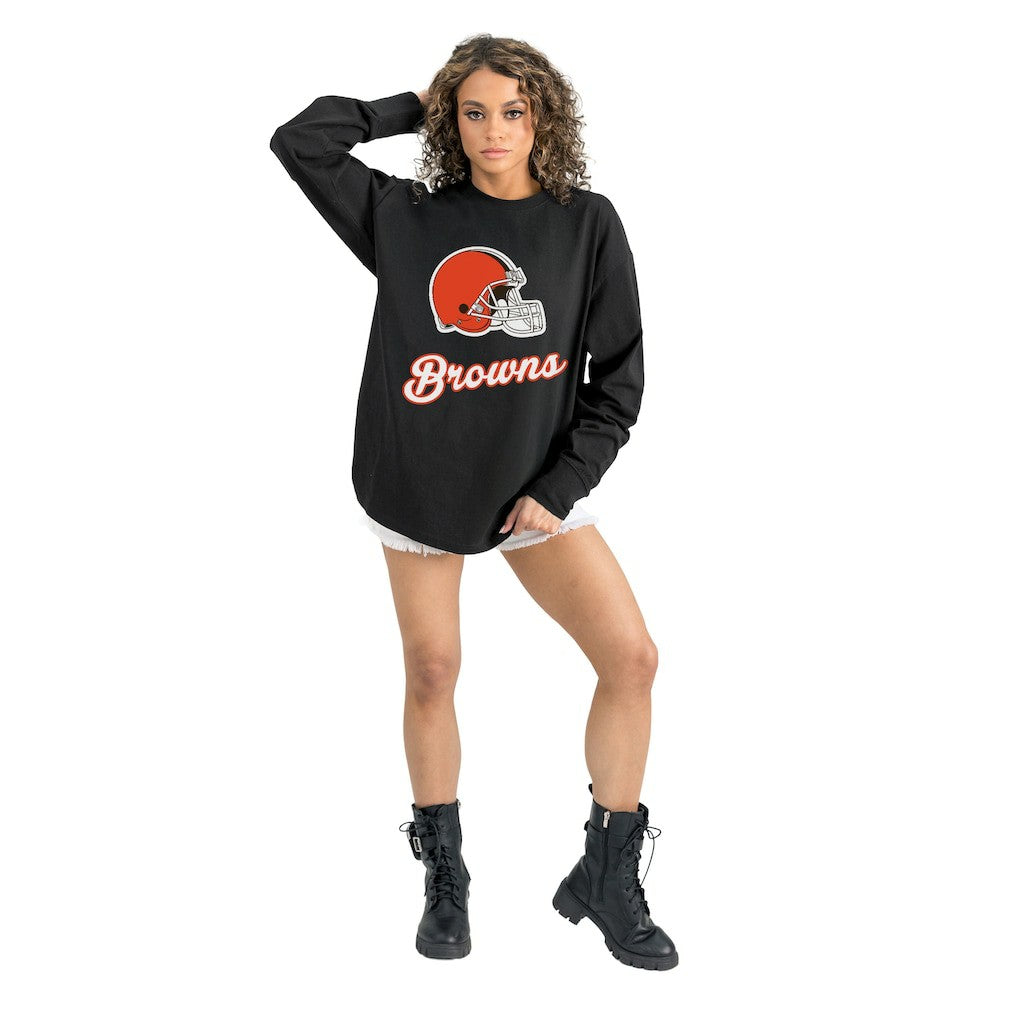 Cleveland Browns Gameday Couture Women's Oversized Long Sleeve T-Shirt | NFL Hot
