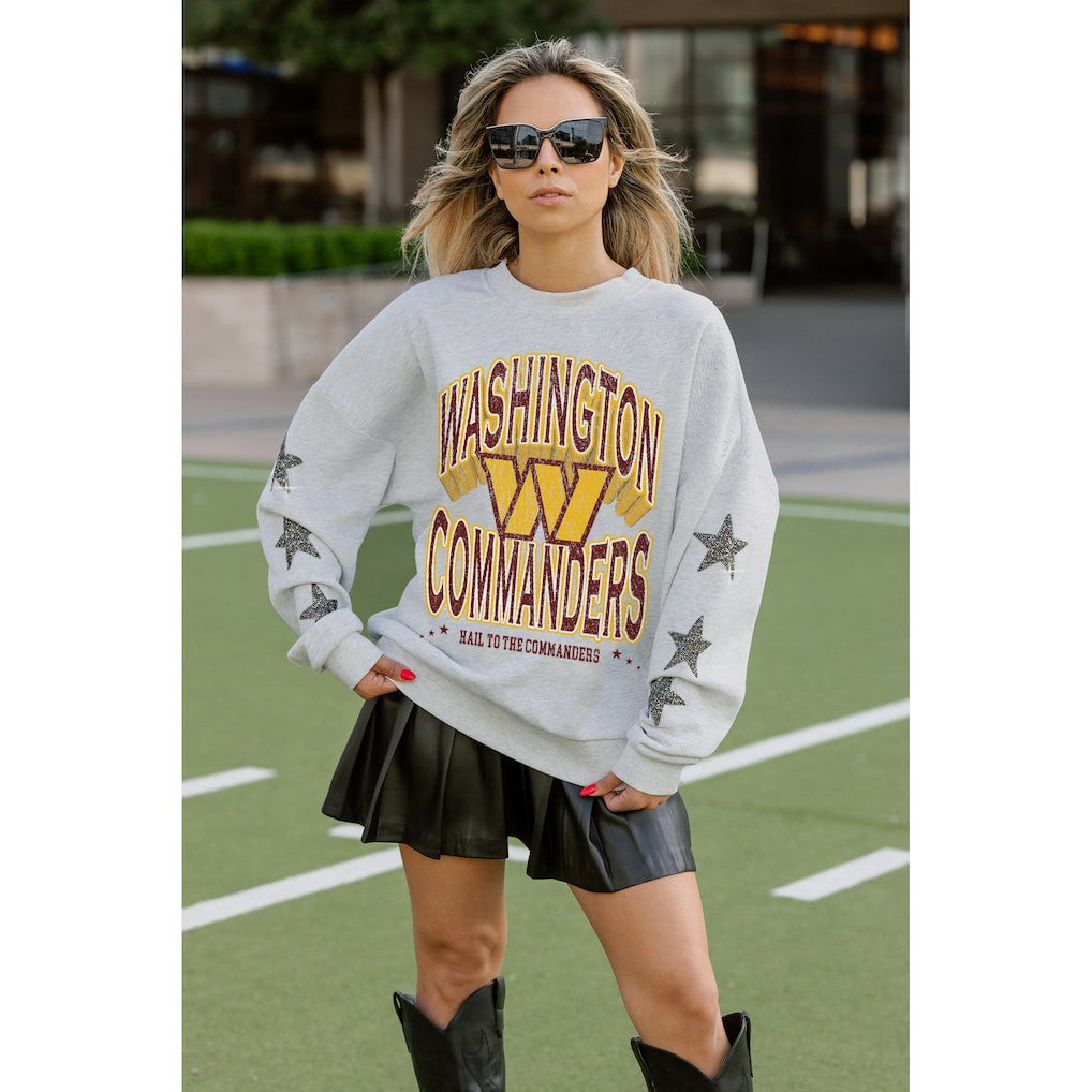 Washington Commanders Gameday Couture Women's Resilience Relaxed Rhinestone Pullover Sweatshirt | NFL Near me