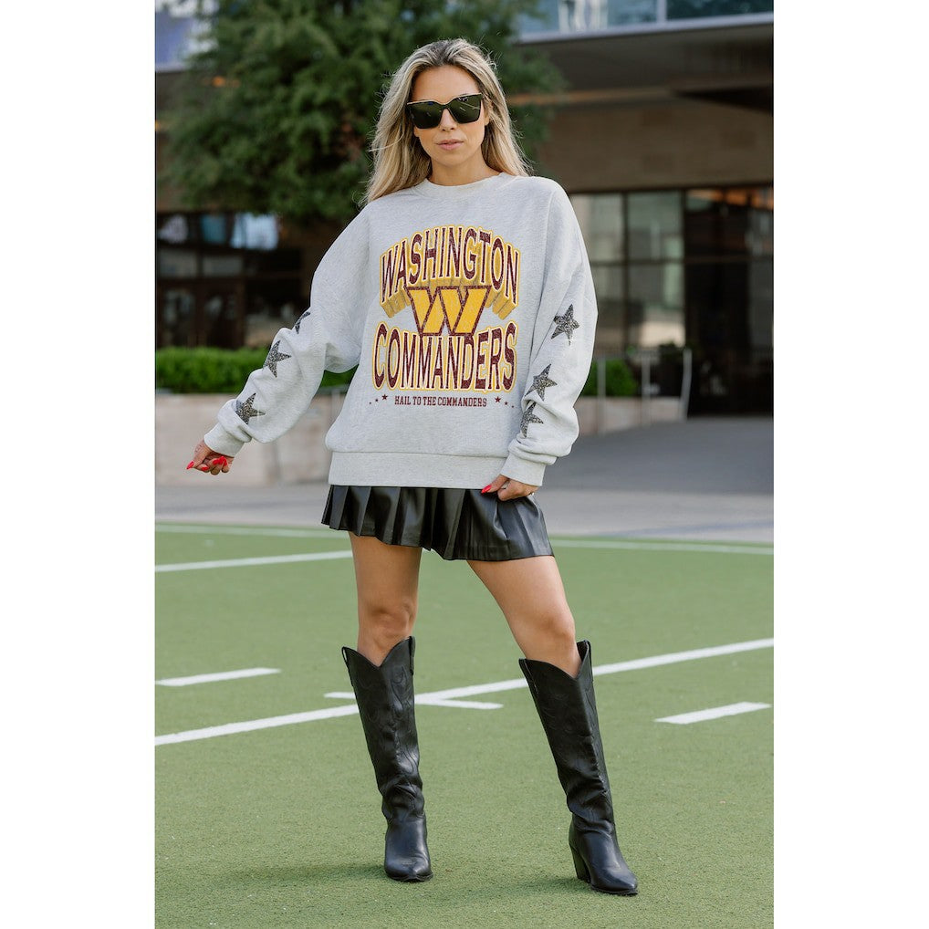 Washington Commanders Gameday Couture Women's Resilience Relaxed Rhinestone Pullover Sweatshirt | NFL Near me