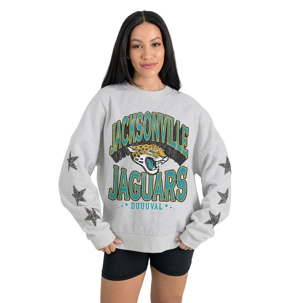 Jacksonville Jaguars Gameday Couture Women's Resilience Relaxed Rhinestone Pullover Sweatshirt | NFL Near me