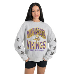 Minnesota Vikings Gameday Couture Women's Resilience Relaxed Rhinestone Pullover Sweatshirt | NFL New