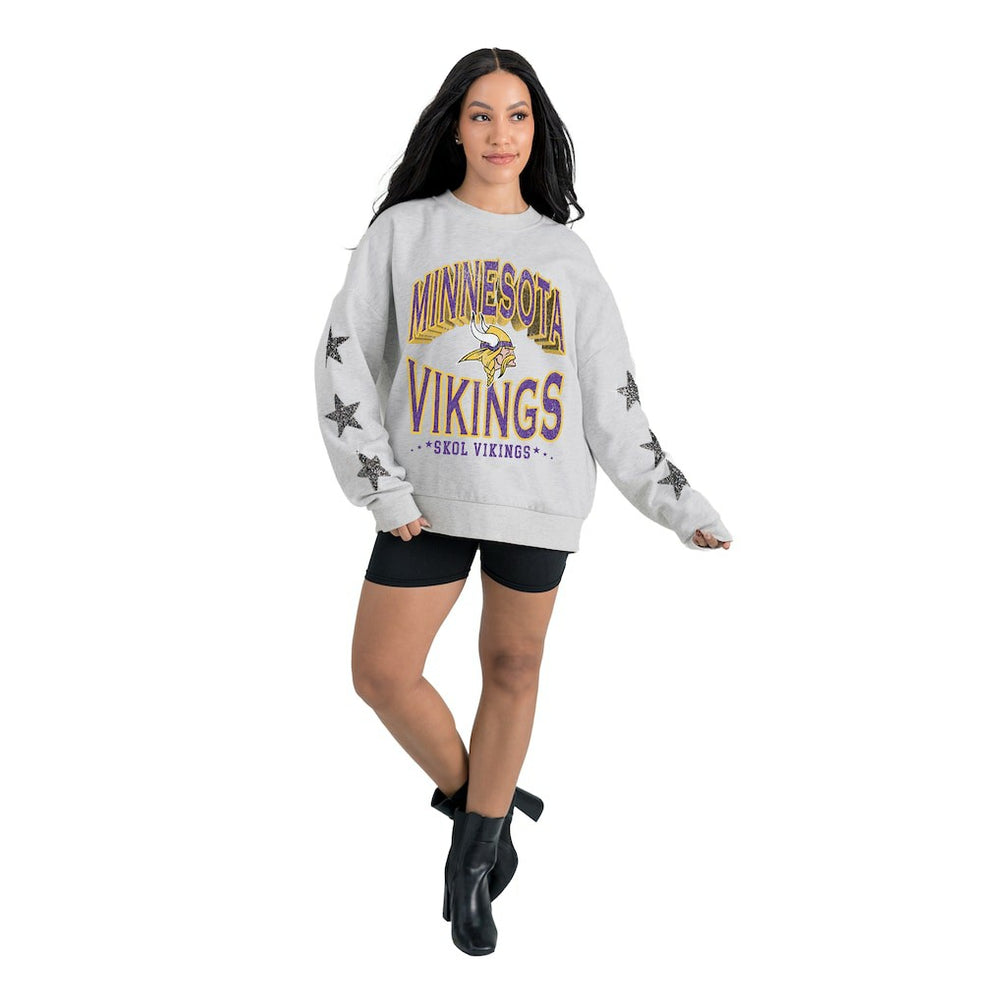 Minnesota Vikings Gameday Couture Women's Resilience Relaxed Rhinestone Pullover Sweatshirt | NFL New