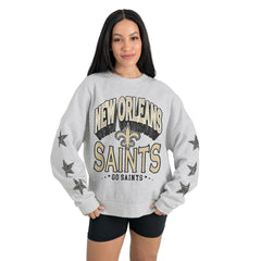 New Orleans Saints Gameday Couture Women's Resilience Relaxed Rhinestone Pullover Sweatshirt | NFL Discount