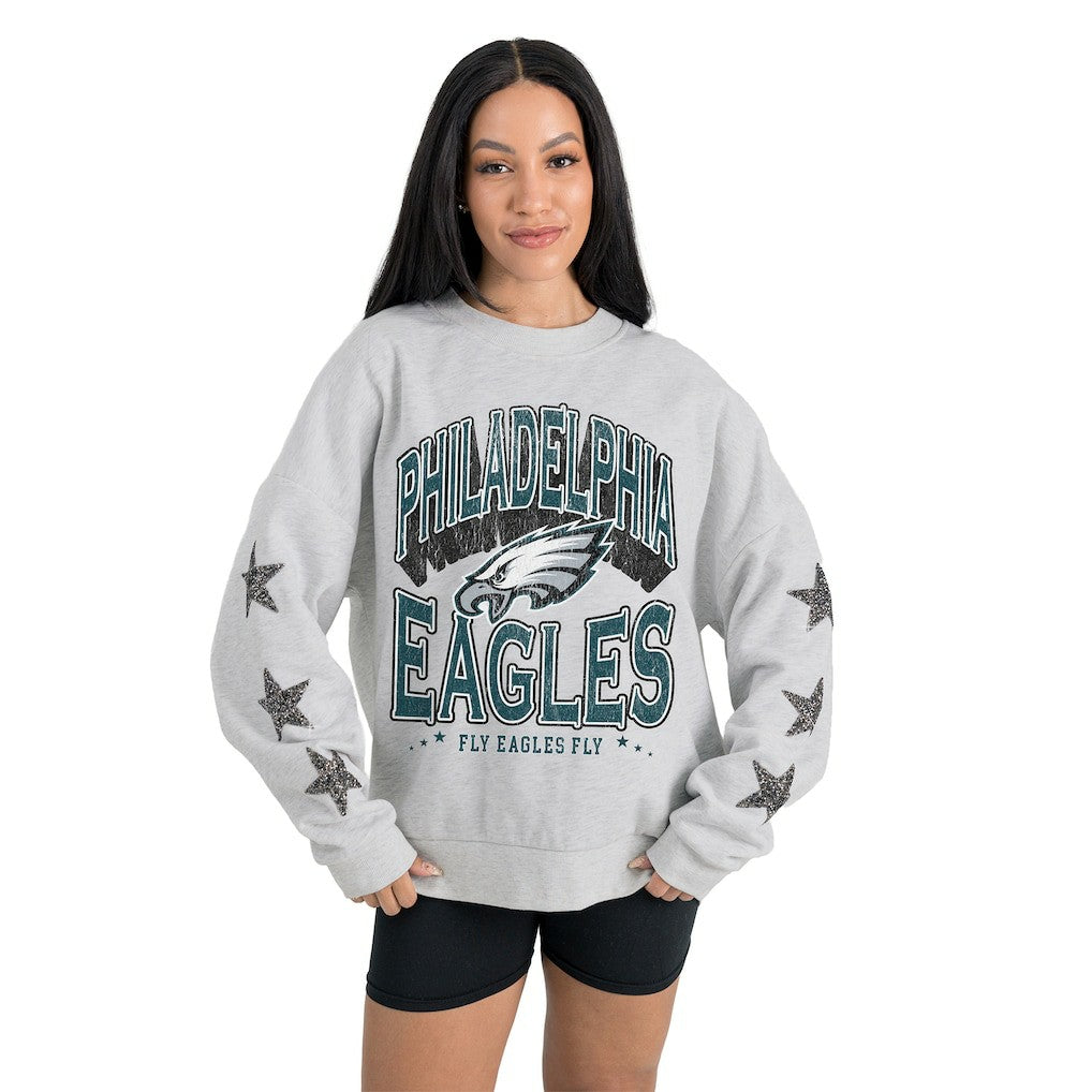 Philadelphia Eagles Gameday Couture Women's Resilience Relaxed Rhinestone Pullover Sweatshirt | NFL Near me