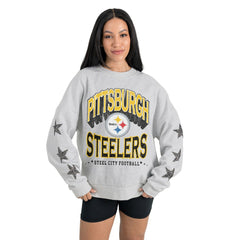 Pittsburgh Steelers Gameday Couture Women's Resilience Relaxed Rhinestone Pullover Sweatshirt | NFL New