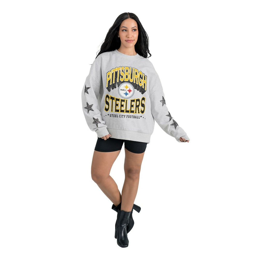 Pittsburgh Steelers Gameday Couture Women's Resilience Relaxed Rhinestone Pullover Sweatshirt | NFL New