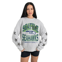Seattle Seahawks Gameday Couture Women's Resilience Relaxed Rhinestone Pullover Sweatshirt | NFL New