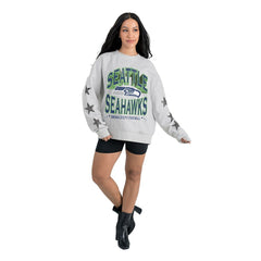 Seattle Seahawks Gameday Couture Women's Resilience Relaxed Rhinestone Pullover Sweatshirt | NFL New