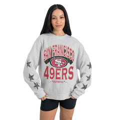 San Francisco 49ers Gameday Couture Women's Resilience Relaxed Rhinestone Pullover Sweatshirt | NFL Near me