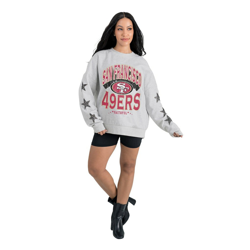 San Francisco 49ers Gameday Couture Women's Resilience Relaxed Rhinestone Pullover Sweatshirt | NFL Near me