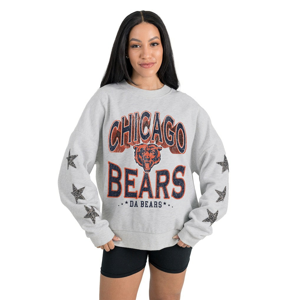 Chicago Bears Gameday Couture Women's Resilience Relaxed Rhinestone Pullover Sweatshirt | NFL New