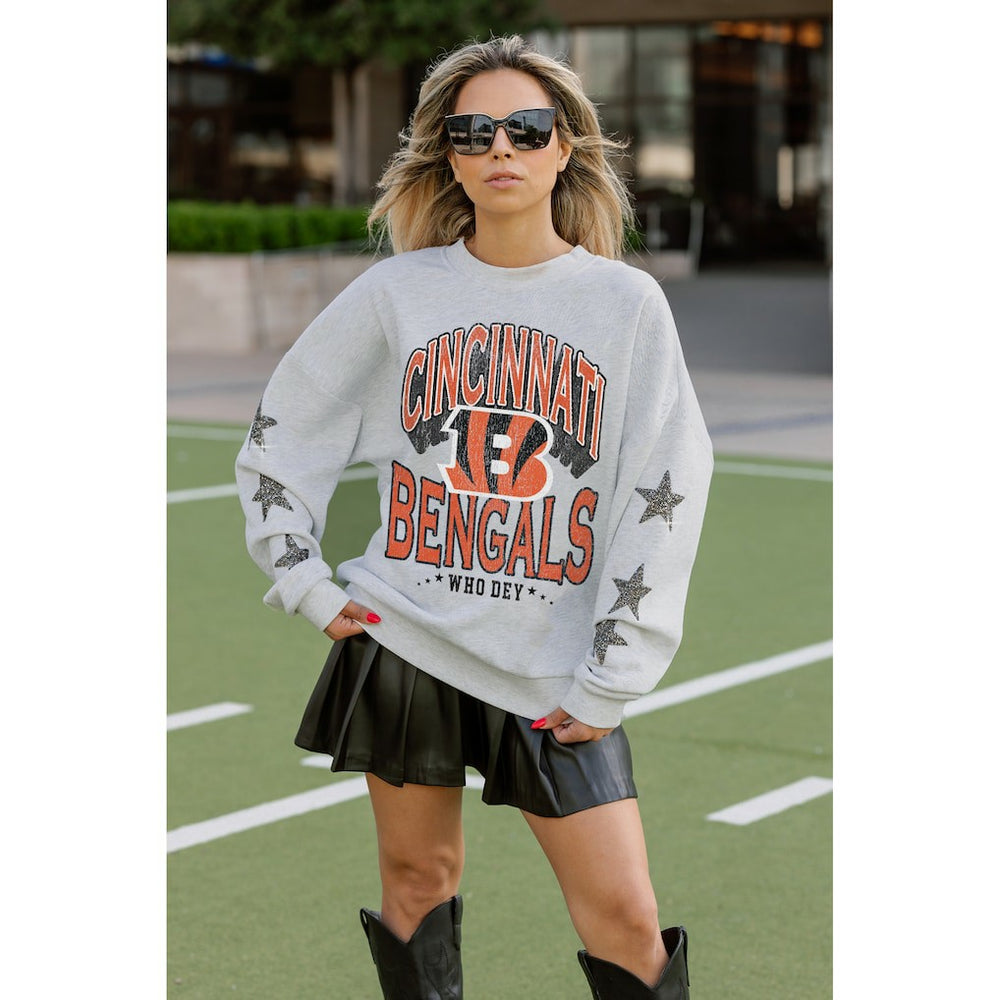 Cincinnati Bengals Gameday Couture Women's Resilience Relaxed Rhinestone Pullover Sweatshirt | NFL Hot