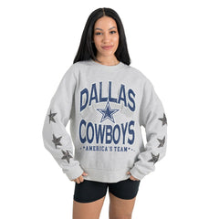 Dallas Cowboys Gameday Couture Women's Resilience Relaxed Rhinestone Pullover Sweatshirt | NFL Online